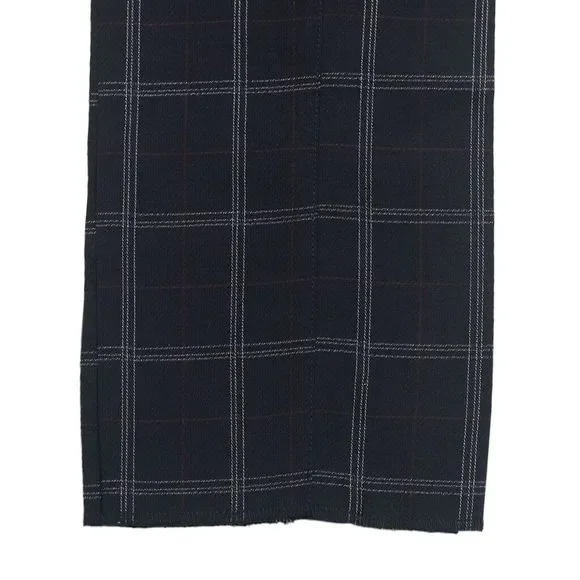 Mens Gurkha Pants Black White Red Plaid Check Straight High Waist Flat Front 32